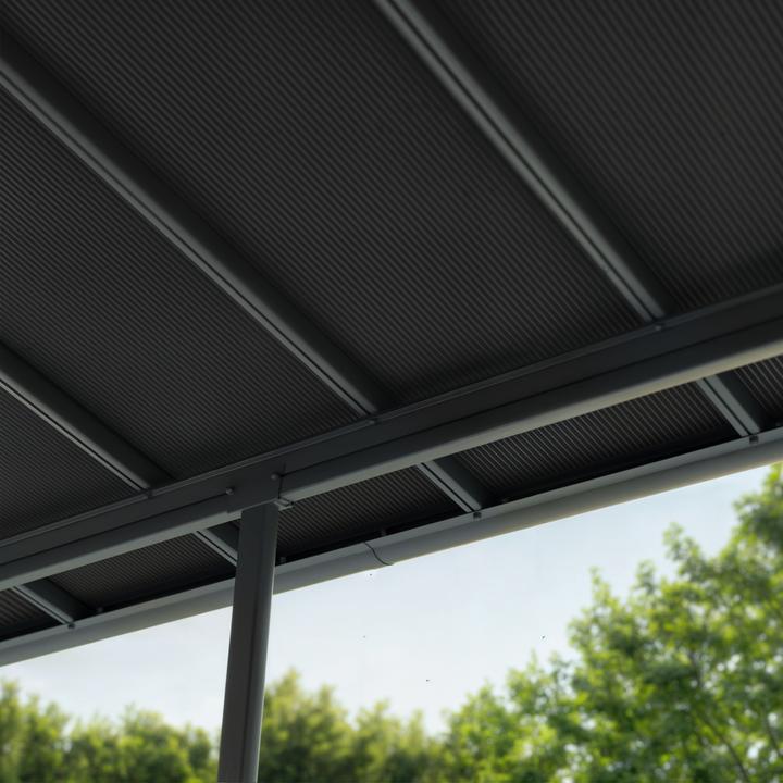 Actual product image Palram CANOPIA | Sierra Cabrio 10X34 / 3X10.4 Patio Cover Dark Grey Structure | Opaque Grey Panels
