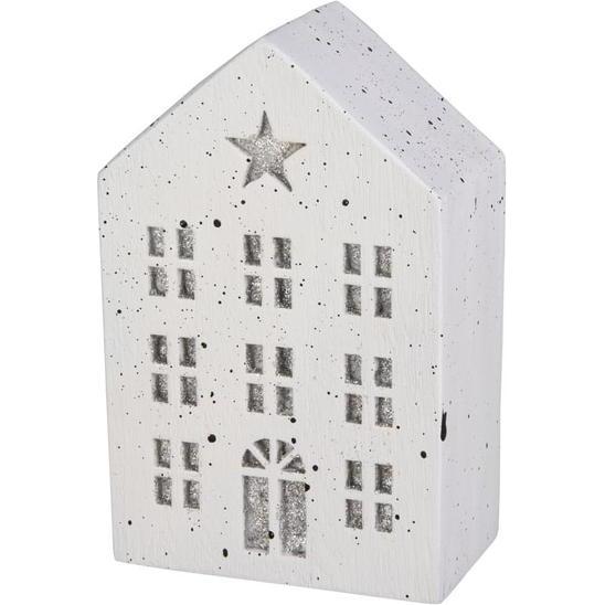 Thumbnail - MICA Living, Windlicht, Windlicht Haus - weiss/silber - ca. 9 x 5 x 14 cm