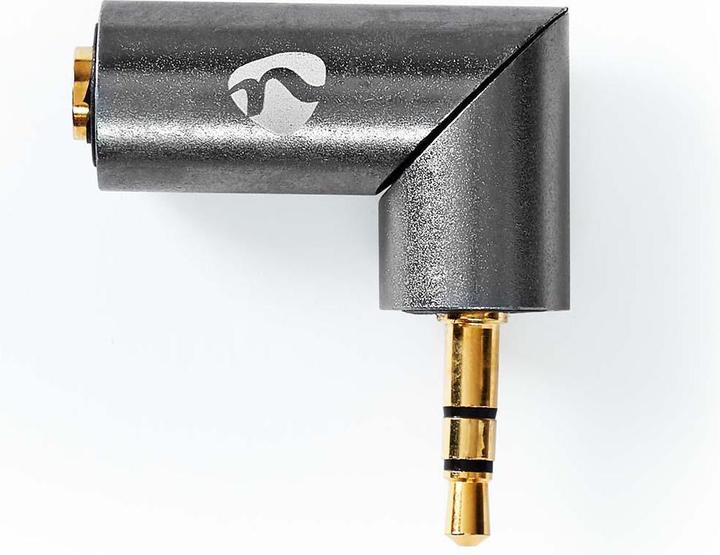 Actual product image Nedis Stereo Audio Adapter 3.5 mm Male 3.5 mm Female Gold Plated Straight Metal Anthracite/Gold 1 Pc.