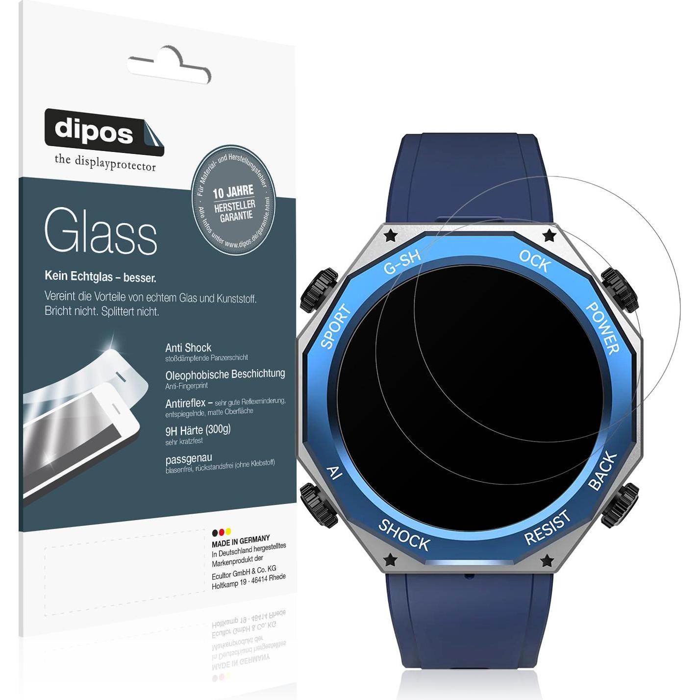 Dipos Anti-Shock Displayschutz Matt 9H, Smartwatch Schutzfolie, Transparent
