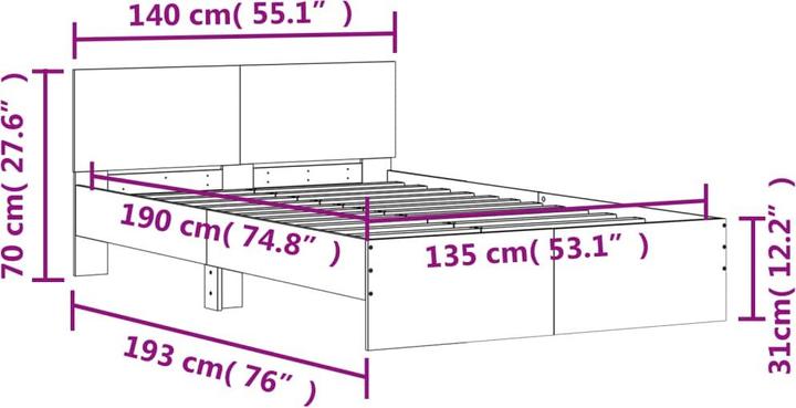 Image du produit vidaXL Bettgestell (140 x 200 cm)