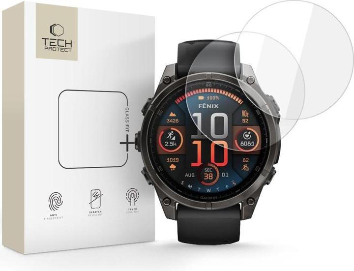 Tech-Protect Glass Fit+ 2er-Pack Panzerglas für Garmin Fenix ​​8 47mm – Klar