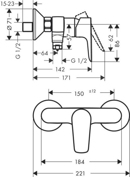 Actual product image hansgrohe HG single lever shower mixer TALIS E exposed matt white