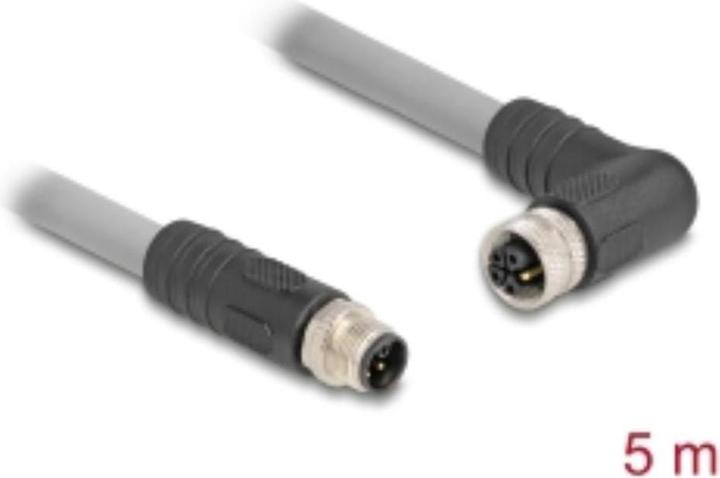 Produktbild Delock M12 Kabel L-kodiert 5 Pin Stecker gerade zu Buchse re