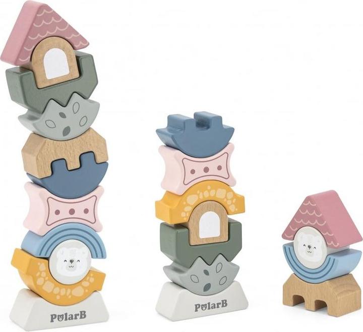 Viga Toys Medinės kaladėlės dėlionė bokštas vaikams PolarB