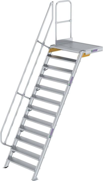 Produktbild Munk Treppe mit Plattform 60° Stufenbreite 1000 mm 12 Stufen Aluminium geriffelt (Gerüst, 0.11 cm)