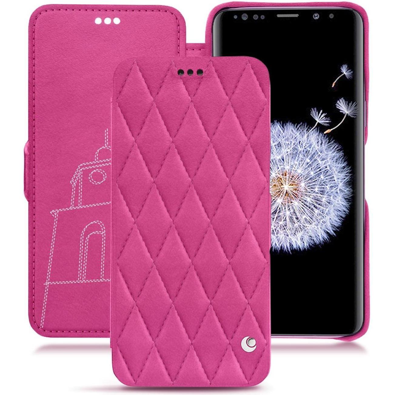 Noreve Lederschutzhülle horizontal (Samsung Galaxy S9+), Smartphone Hülle, Rosa