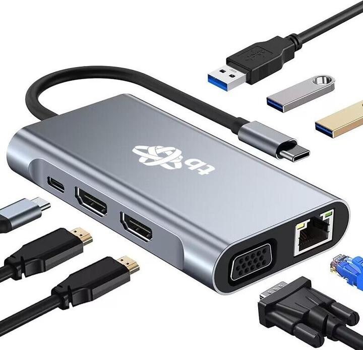 Produktbild Lenovo 8in1 Adapter USB C HDMI x2 USB VGA RJ45 PD (USB-C)