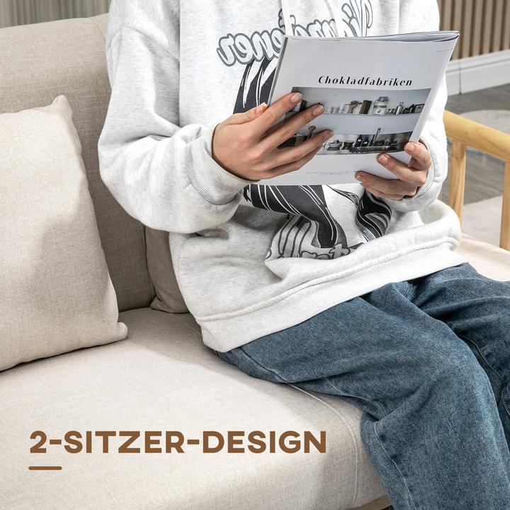 Produktbild Homcom 2 Sitzer Sofa Polyester, Gummiholz Beige (2-Sitzer)