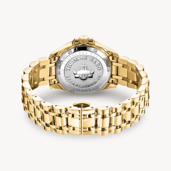 Actual product image Thomas Sabo WA0436 Damenuhr Divine Jewellery Stone goldfarben 33mm 5ATM (Watch with gemstone, Analogue wristwatch, 33 mm)