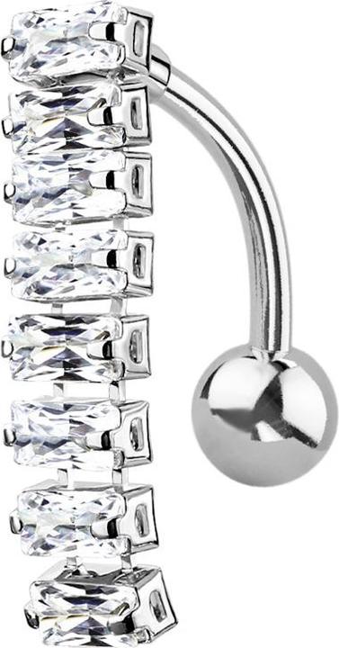Immagine prodotto Star Piercing Banana in argento con barra pendente con cristalli rettangolari in argento (Ottone, Acciaio chirurgico 316L)