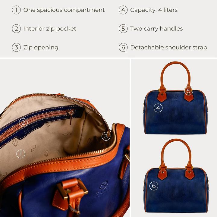 Image du produit Time Resistance Sac à main élégant en cuir véritable, fabrication artisanale italienne