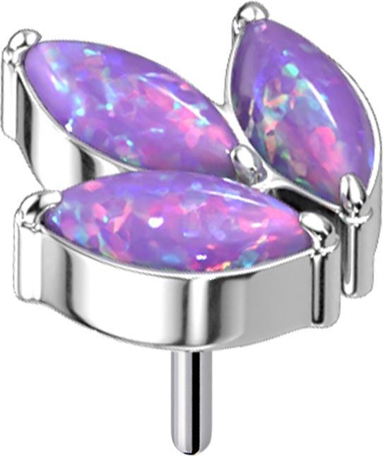 Immagine prodotto Star Piercing Argento senza fili tre opali ovali viola (Titanio G23, senza ottone)