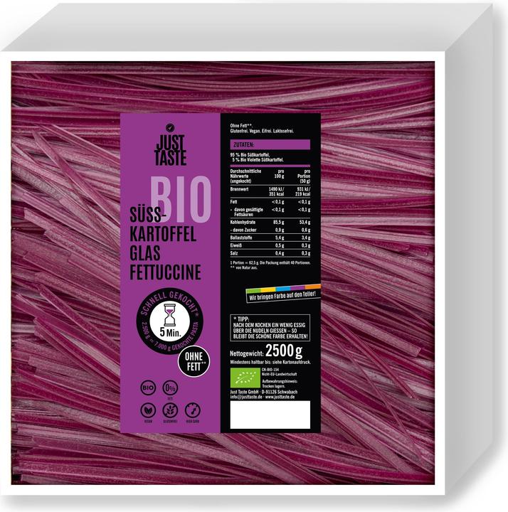 Produktbild Just Taste Bio Suesskartoffel Glas Fettuccine 2,5kg (2500 g)