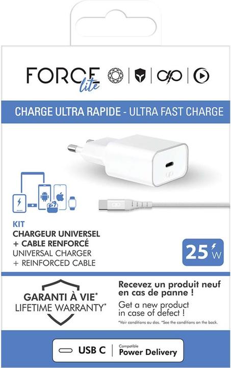 Actual product image Bigben Connected FPCS 1 USB C 25W+CBL C/C 1.2mRecyclWHITE (25 W, 1 portion)