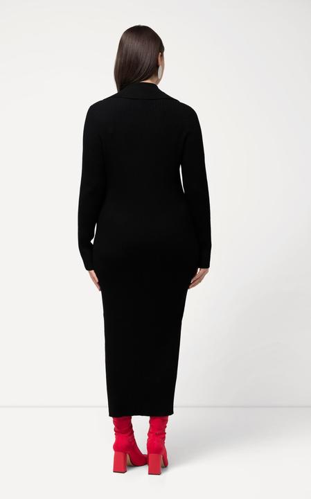 Produktbild Ulla Popken Strickkleid, Rippstrick, Zipper, Klappkragen, Langarm (60)