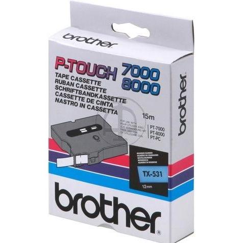Brother, Nastro di marcatura, Nastro, laminato nero/blu TX-531 PT-8000 12 mm (1.20 cm, Blu, Nero)