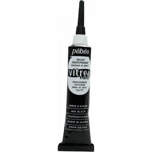 Pebeo, Künstlerfarbe + Bastelfarbe, Vitrea 160 Relieffarben (Tintenschwarz, 20 ml)