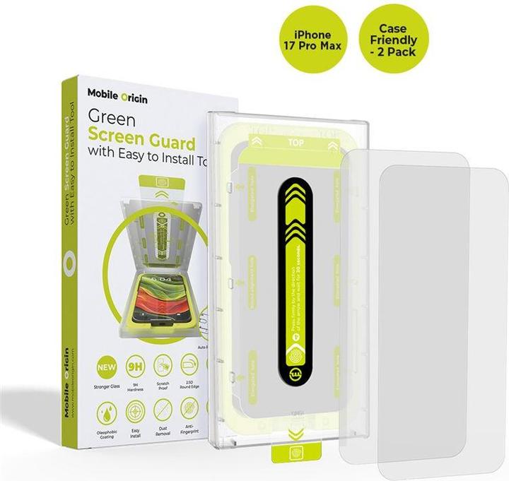 Image du produit Mobile Origin Screen Guard with easy applicator case friendly 2 pack - iPhone 17 Pro Max (2 pcs, Apple iPhone 17 Pro Max)