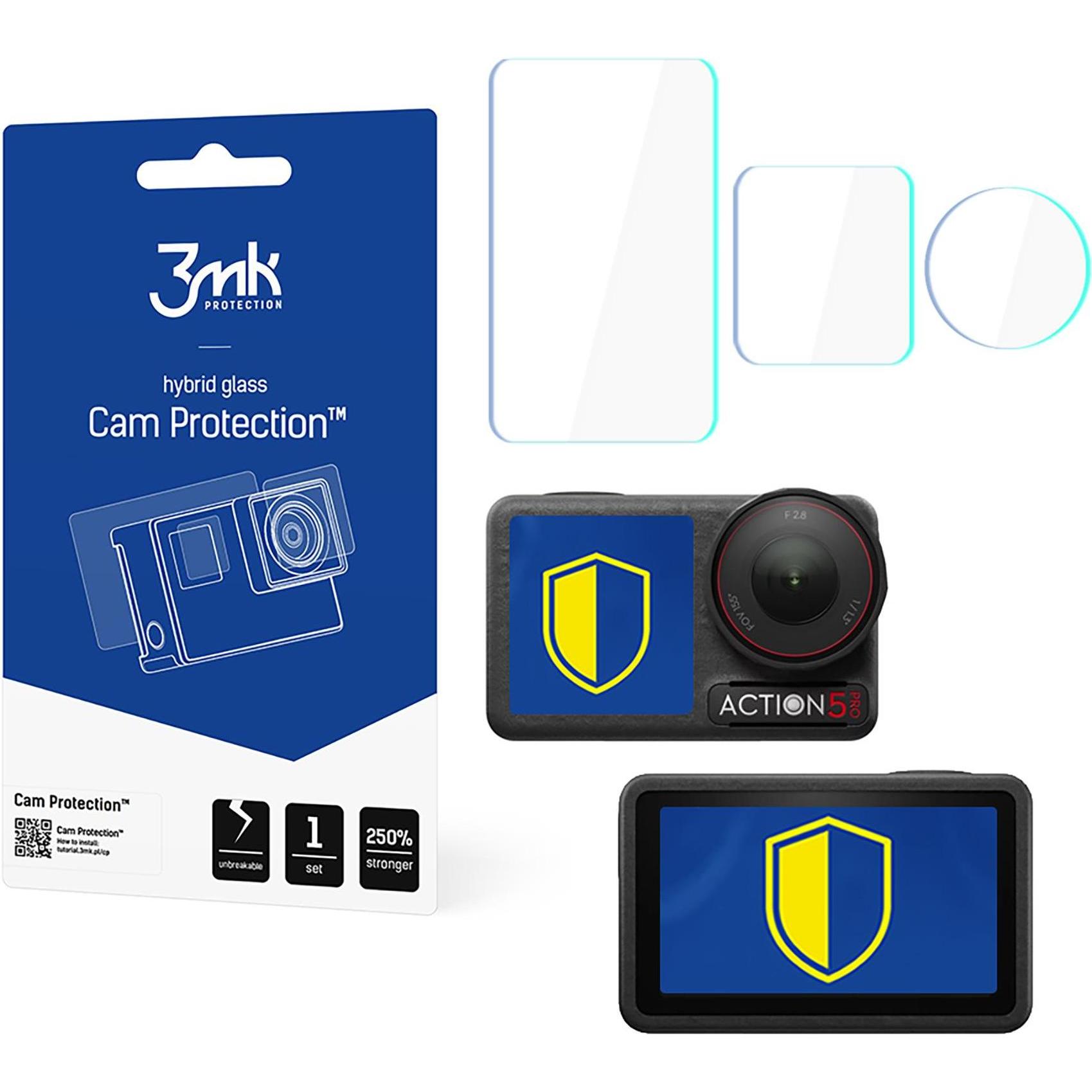 3MK Cam Protection pro DJI Osmo Action 5 Pro (2x displej + 1x objektiv) (5903108613255) (Osmo Action 5 Pro), Action Cam ...