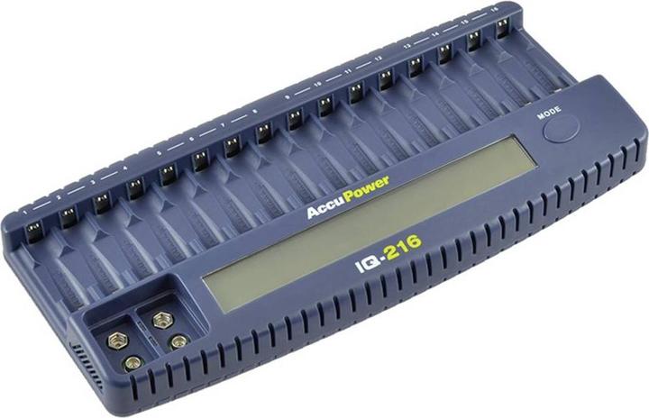 Actual product image AccuPower IQ216 (1 pcs., AAA, AA, 9V Block, Battery + charger)