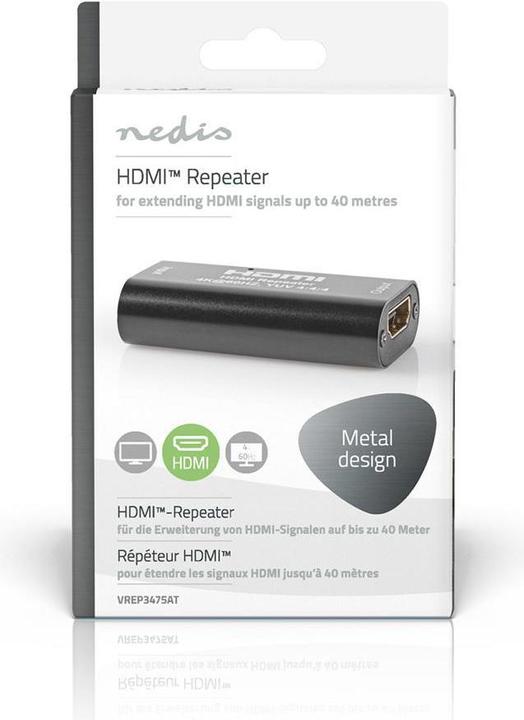 Actual product image Nedis HDMI T Repeater 40.0 m 4K@60Hz 18 Gbps Metal Anthracite (0.05 m, HDMI)