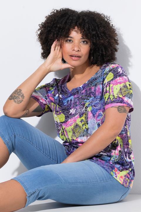 Image du produit Angel of Style T-shirt, motif graffitis avec petits strass scintillants (60)