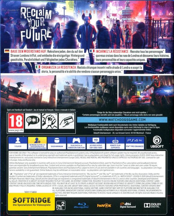Produktbild Ubisoft Watch Dogs: Legion (PS4, DE, FR, IT)