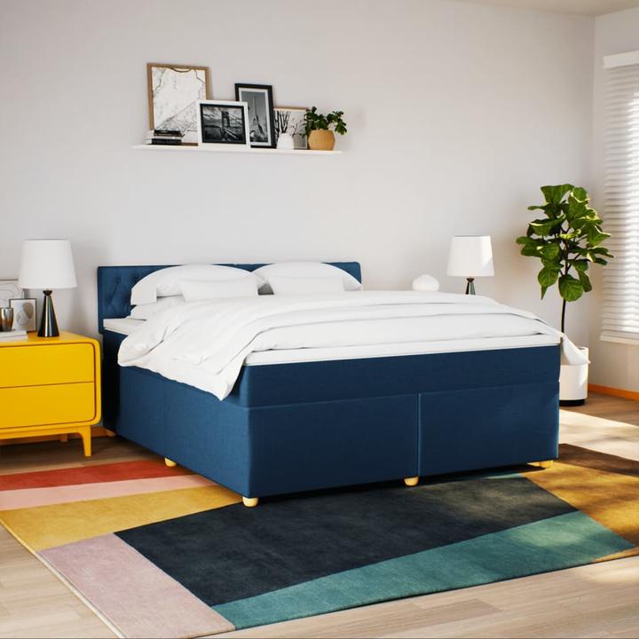 Produktbild VidaXL Boxspringbett Polsterbett Bett Einzelbett Matratze Blau 80x200cm Stoff (80 x 200 cm)
