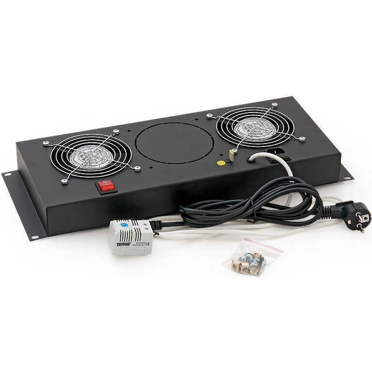 Triton RAB-CH-X21-A1 - Unità di ventilazione verticale da 19 pollici, 2 ventole, 4 U, nero, Accessori per armadio rack, Nero