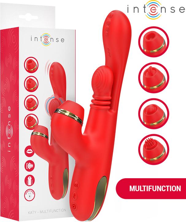 Produktbild Intense - Katy Multifunktions-Klitoris-Stimulator 4 Austauschbare Kã–Pfe Rot