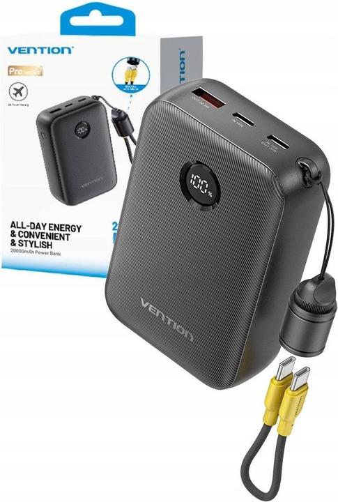 Actual product image Vention POWER BANK USB 20000MAH 22.5W/BLACK FKBB0-C (20000 mAh, 22.50 W, 77 Wh)