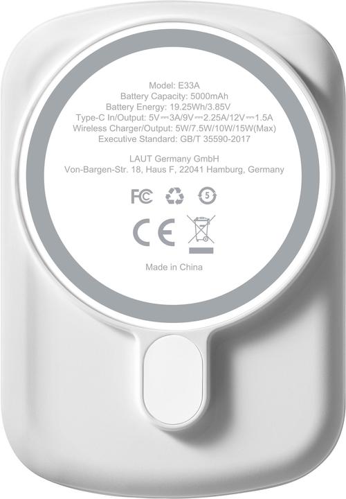 Actual product image Laut MagSafe - Power Banks - White (5000 mAh, 15 W, 19.25 Wh)