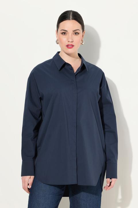 Produktbild Ulla Popken Hemdbluse, Perlmuttknöpfe, oversized, Langarm (54)