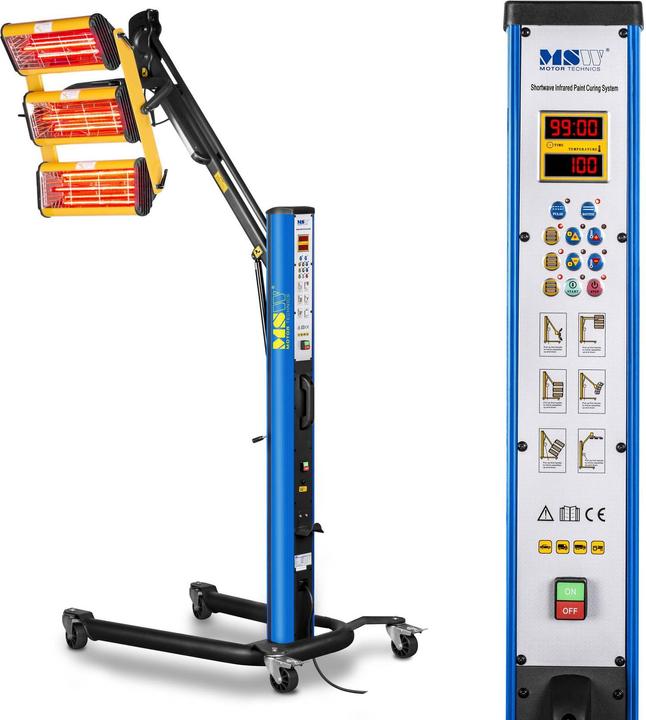 MSW Lacktrockner Strahler Infrarotstrahler Heizstrahler Infrarot Lampe Auto 3300 W (3300 W)