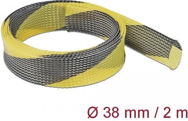 Produktbild Delock Geflechtschlauch dehnbar 2 m x 38 mm schwarz-gelb (Kabelschlauch, 200 cm)