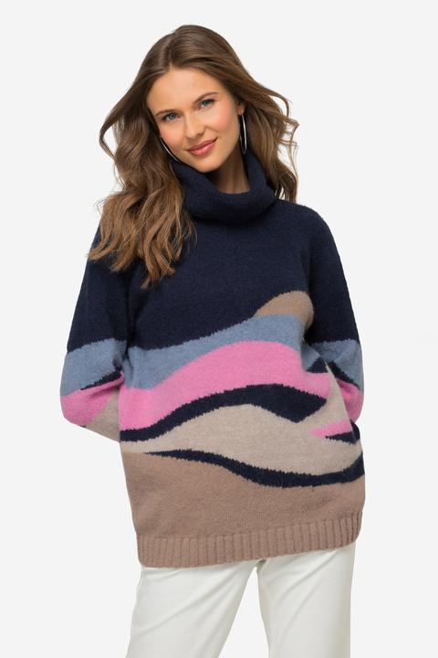 Immagine prodotto Laurasøn Maglione con design con onde, collo dolcevita e maniche lunghe raglan (L)