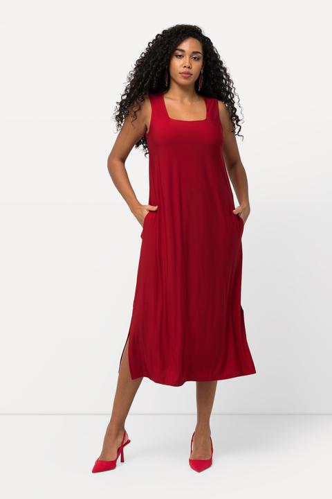 Produktbild Ulla Popken Jersey-Kleid, A-Linie, Carree-Ausschnitt, ärmellos (54)