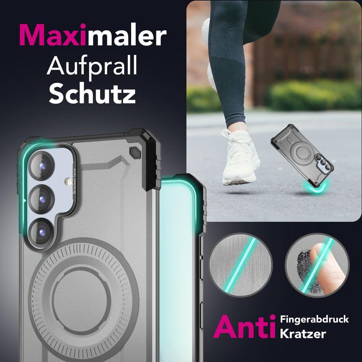 Actual product image Nalia Granite - Armor Panzer Hülle mit MagSafe Ring und Ständer - Military Hardcase (Samsung Galaxy S25)