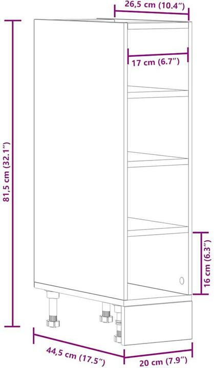 Produktbild vidaXL Unterschrank (20 x 44.50 x 81.50 cm)