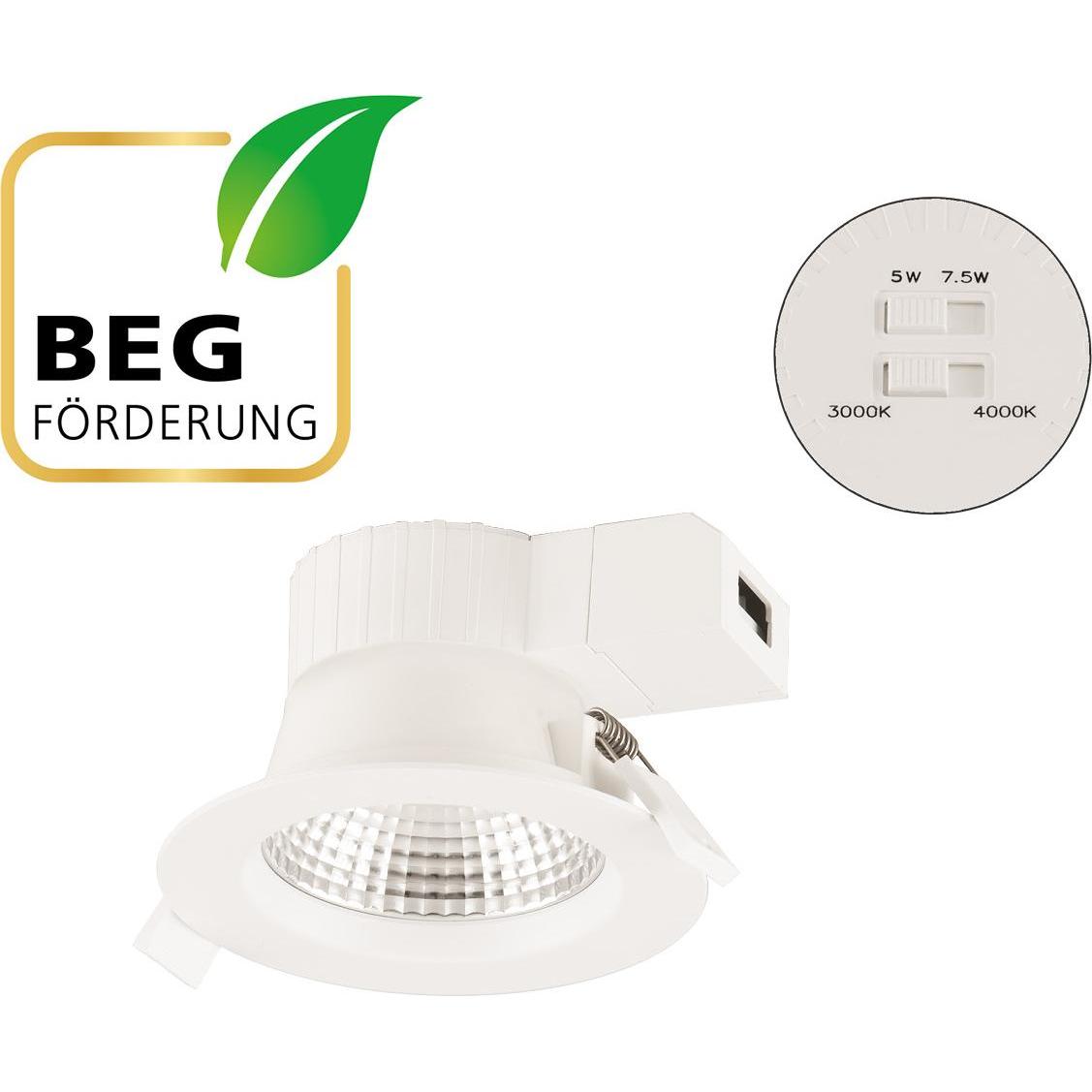 EVN, Wandleuchte + Deckenleuchte, LED Deckeneinbauleuchte- DSR54070125rund-ws-5W/7,5W-IP54/AC-178-260V (917 lm)