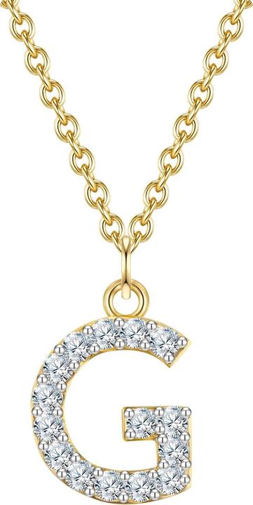 Immagine prodotto Glanzstücke München Lettera G da donna in argento sterling con zirconia cubica in oro giallo 45,0 cm di catena base + (000 placcato oro giallo 14 carati, Argento 925, 45 cm)