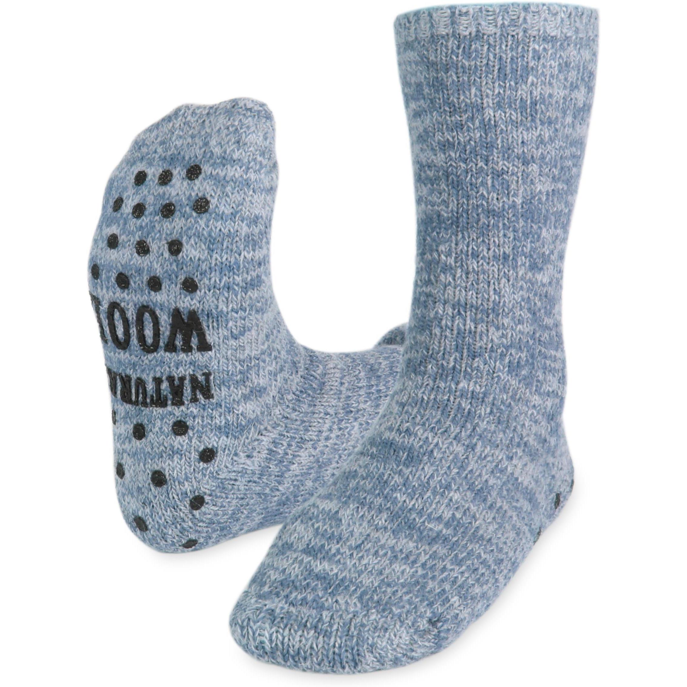 Circle Five, Herren, Socken, Winterhausschuhe mit ABS-Druck - Wollsocken, Blau, (Einzelpack, 43 - 46)