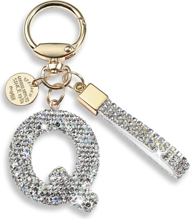 Actual product image Swissdetector Keyring with initial - Q - Strass - Glitter - Silver