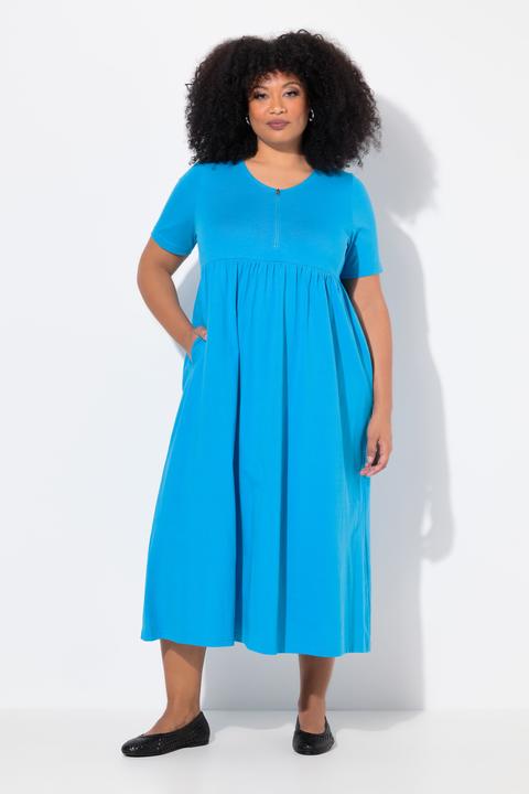Produktbild Ulla Popken Maxikleid, A-Linie, Zipper, V-Ausschnitt, Halbarm (60)