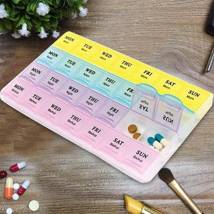 Produktbild Cbx Tablettenbox 7 Tage, Pillendose für eine Woche, Tablettenorganizer mit 28 Fächern