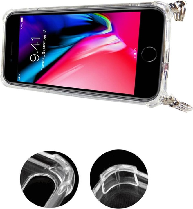 Actual product image König Design Huawei P40 Mobile Phone Chain Case with Strap Case to hang around with Cord Bag Red