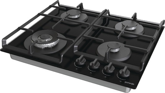 Actual product image Gorenje Hob GTW641EB Gas on glass, Number of burners/cooking zones 4, Mechanical, Juodas