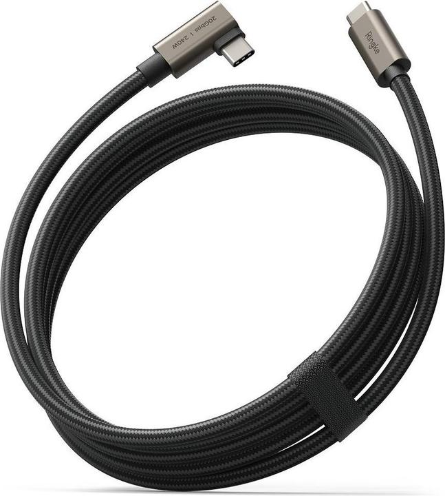 Actual product image Ringke 3.2 gen. 2x2 USB-C, PD 3.1 240W 2m angled cable - black (2 m, USB 3.2 Gen 2x2, 240 W)