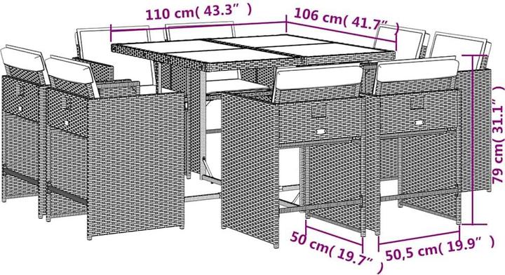 Actual product image vidaXL Garten Essgruppe (110 x 106 x 73 cm)